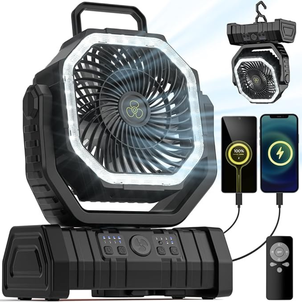 Rechargeable Camping Fan with LED Light
