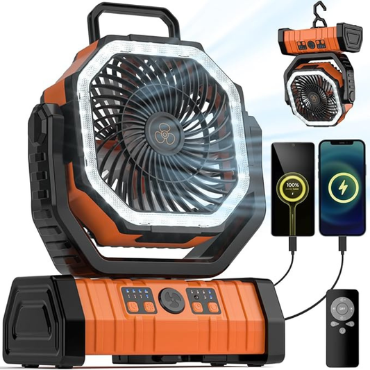 Rechargeable Camping Fan with LED Light
