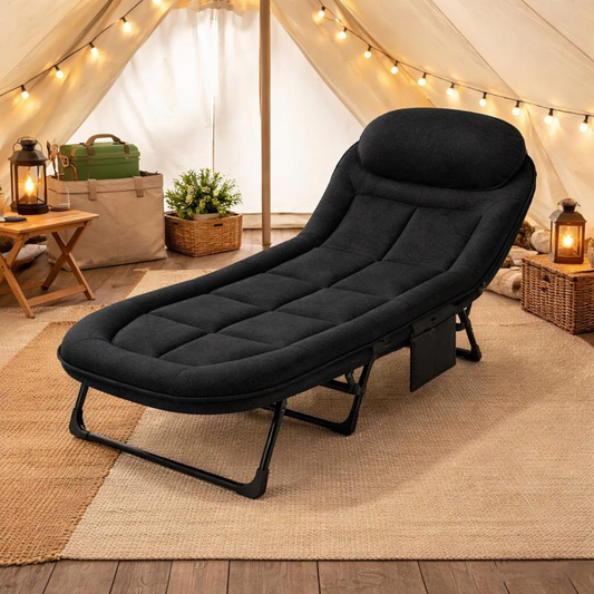 6 Angle Adjustable Folding Camping Bed with Mattress