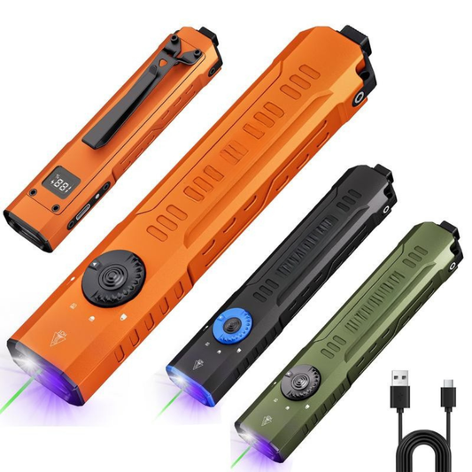 1500 Lumens Rechargeable Flashlight with Green Laser