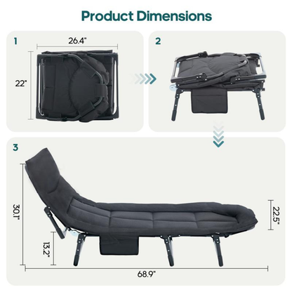 6 Angle Adjustable Folding Camping Bed with Mattress