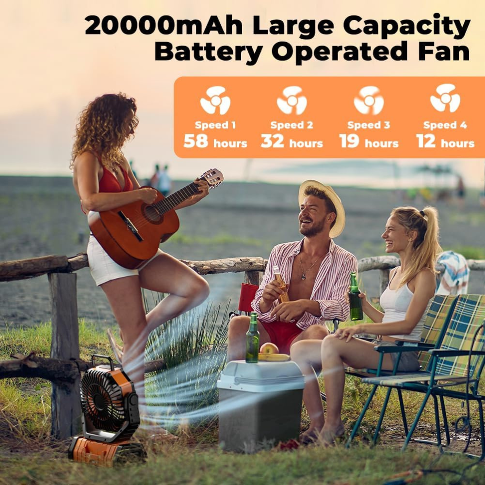Rechargeable Camping Fan with LED Light