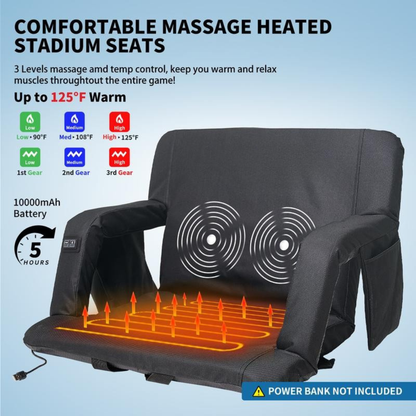 Heated Massage Seat with Back & Arm Support
