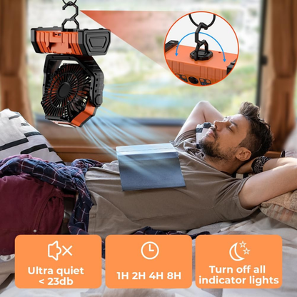 Rechargeable Camping Fan with LED Light