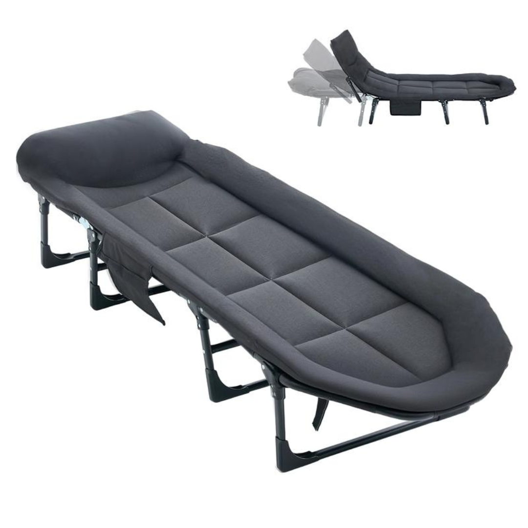 6 Angle Adjustable Folding Camping Bed with Mattress