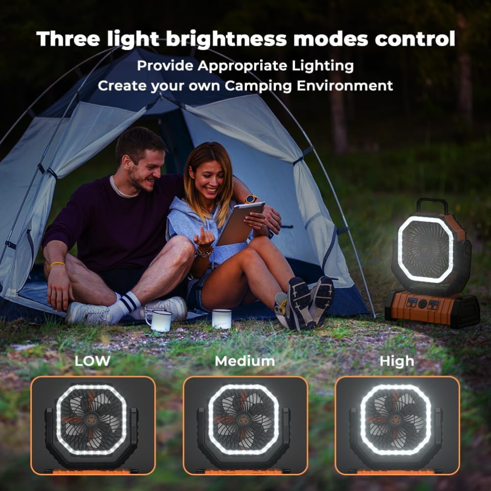 Rechargeable Camping Fan with LED Light