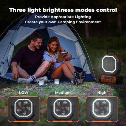 Rechargeable Camping Fan with LED Light