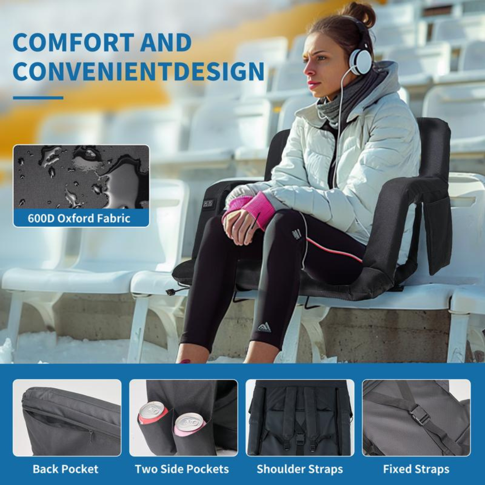 Heated Massage Seat with Back & Arm Support