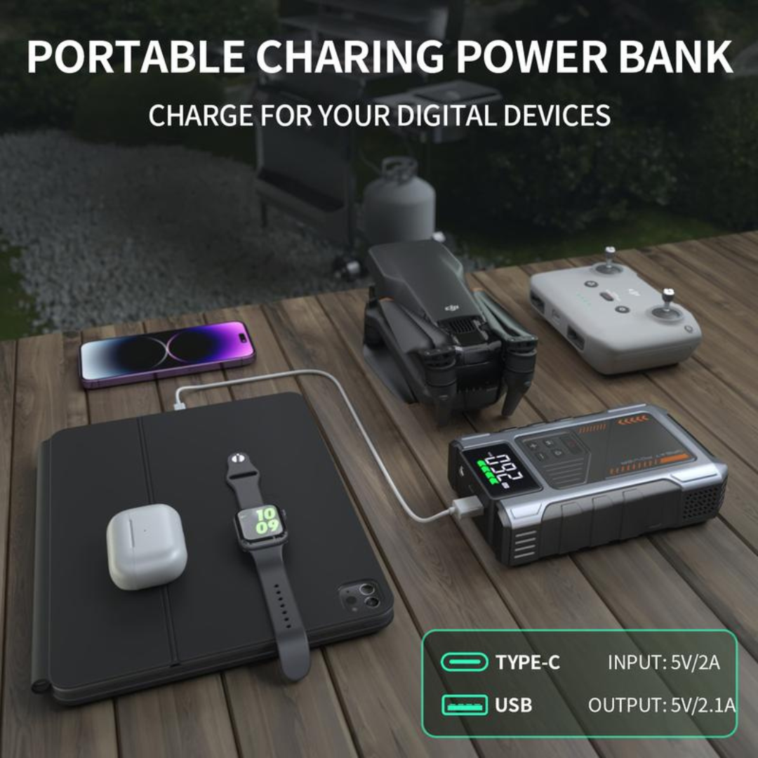 Portable Car Jump Starter With Air Compressor