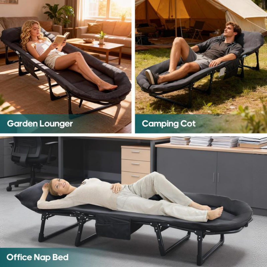 6 Angle Adjustable Folding Camping Bed with Mattress