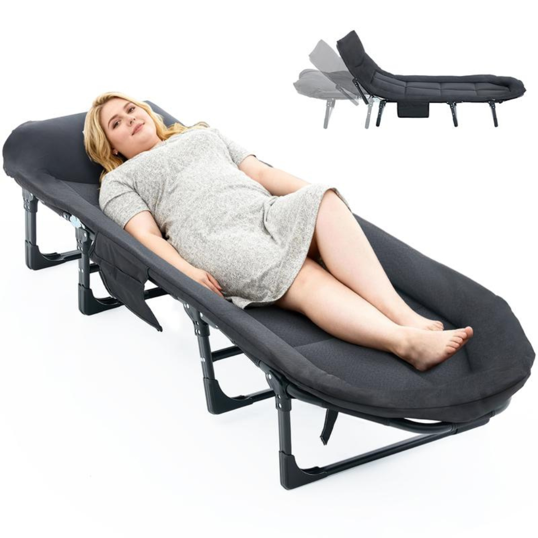 6 Angle Adjustable Folding Camping Bed with Mattress