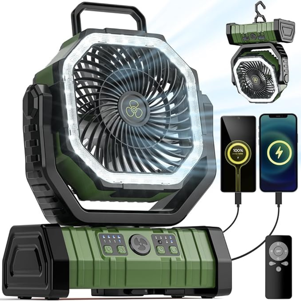 Rechargeable Camping Fan with LED Light